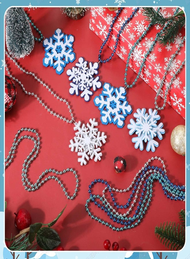 Knitgrip Christmas Snowflake Necklaces Bulk Winter Party Snowflake Beads Necklaces Princess Necklace Accessories Party Favors Stocking Stuffers Supplies for Women and Men,40 sets - Image 2